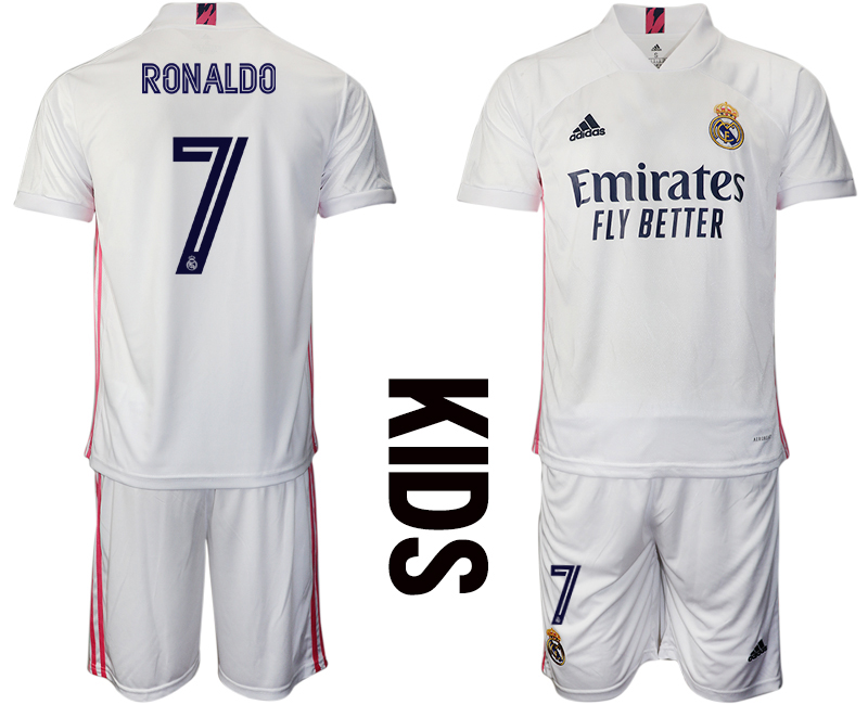 Youth 2020-2021 club Real Madrid home #7 white Soccer Jerseys1->real madrid jersey->Soccer Club Jersey